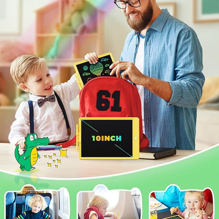 KOKODI LCD Writing Tablet, 10 Inch Colorful Doodle Board Drawing Tablet, Erasable Reusable Electronic Drawing Pads, Educational and Learning Toy for 3-6 Years Old Boy and Girls