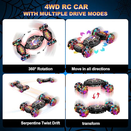 Nikuku Gesture Sensing RC Stunt Car - 4WD Hand Controlled Remote Control Car with 360° Rotation, 2.4GHz Drift Toy for Kids Ages 6 7 8-12 13 Year Olds - Best Birthday Gifts for Boys Girls