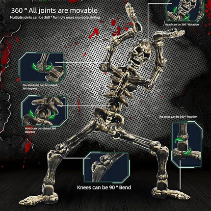 6 Pack T13 Action Figures Set, Titan 13 Skeleton Action Figure, Dummy 13 with Multi-Jointed Movable Limbs, Halloween Miniatures 3D Printed Poseable Skeleton Decor