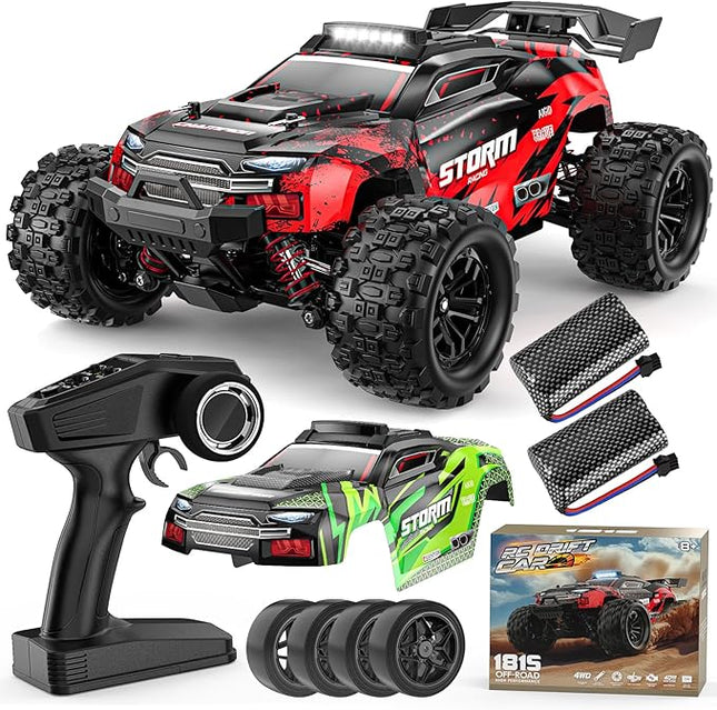 1:18 RC Cars, 2.4GHz 4WD High Speed 40 KM/H Remote Control car with Drift Wheel, All Terrain Off Road Monster Truck RC Drift Car with Gyro for Adults Boys 8-12