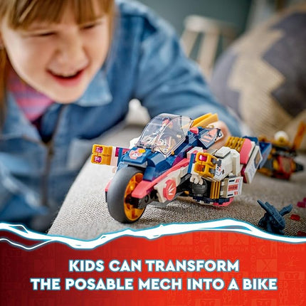 LEGO NINJAGO Sora’s Transforming Mech Bike Racer Building Toys for Kids, Featuring a Mech Ninja Bike Racer, a Baby Dragon and 3 Minifigures, Gift for Kids Aged 8+, 71792