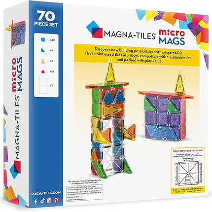 MAGNA-TILES microMAGS 70-Piece Deluxe Magnetic Construction Set, The Original Magnetic Building Brand
