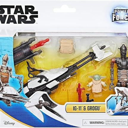 STAR WARS Epic World of Action IG-11 & Grogu Speeder Bike, 4-Inch Scale Action Figures & Vehicle, Toys for Boys & Girls Ages 4+