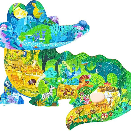 Puzzles for Kids Ages 8-10,4-8,154 Piece Kid Puzzles Crocodile Animal Shape Cool Jigsaw Puzzles Preschool Learning Educational Toys Gift for Kids Ages 6 7 8 12 and Up