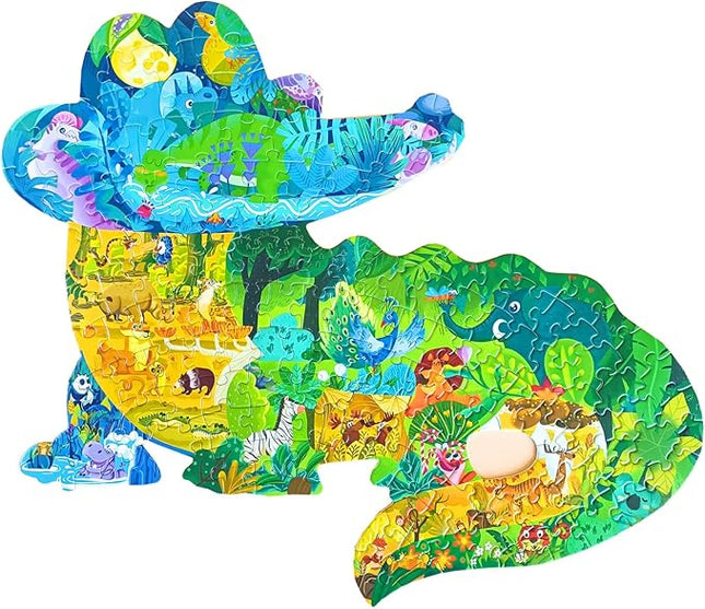 Puzzles for Kids Ages 8-10,4-8,154 Piece Kid Puzzles Crocodile Animal Shape Cool Jigsaw Puzzles Preschool Learning Educational Toys Gift for Kids Ages 6 7 8 12 and Up