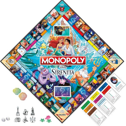 Monopoly Hasbro Gaming Disney's The Little Mermaid Edition Board Game, 2-6 Players for Family and Kids Ages 8+, with 6 Themed Tokens (Amazon Exclusive)