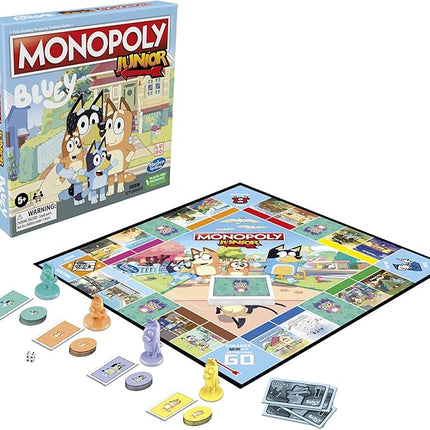 Hasbro Gaming Monopoly Junior Bluey Edition Board Game | Kids Play as Bluey, Bingo, Mum & Dad for Girls & Boys | Ages 5+ (Amazon Exclusive)
