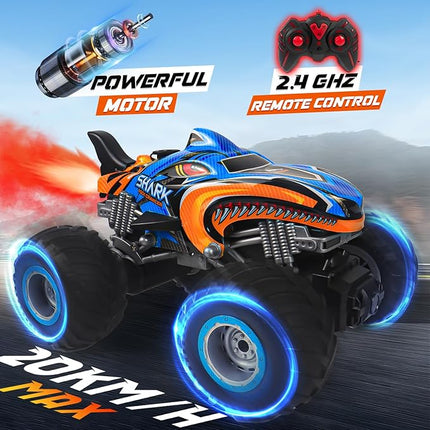 1:16 Remote Control Car, 2.4 GHz All Terrain Remote Control Monster Truck, RC Truck 2 Rechargeable Batteries for 80 Mins Play, Spray Remote Control Car for Boys 8-12 and Girls or Adult, MK724A