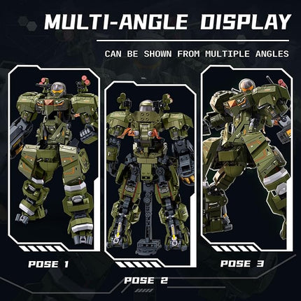 Mech Robot Transforming Building Blocks Set for Adults, Green City Protector Mecha Model Action Figures, Cool Creative Robots STEM Toys Gift for Teens Boys, 598 Pieces