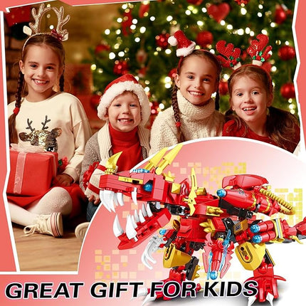 Dinosaur Building Blocks 2 in 1 Transforming Mech, Cpmpatible with Lego Dinosaur Sets, 432 PCS Dinosaur Mech STEM Toys for Boys Ages 6-12, Dinosaur Toy Gift for Christmas & Birthday