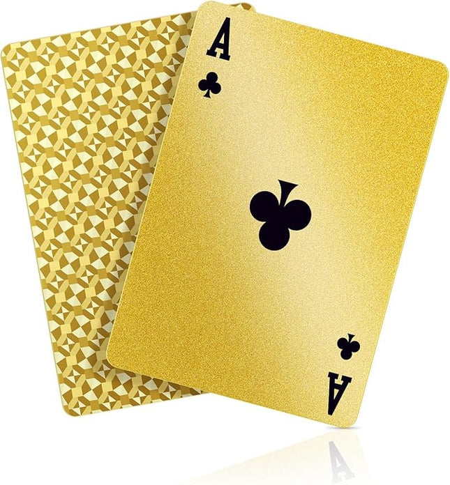 BIERDORF Waterproof Plastic Playing Cards - Durable Cool Deck of Cards - Standard Index Professional Premium Poker Cards - Vintage Casino Themed Card Games for Families or Adults - Gold Diamond Style