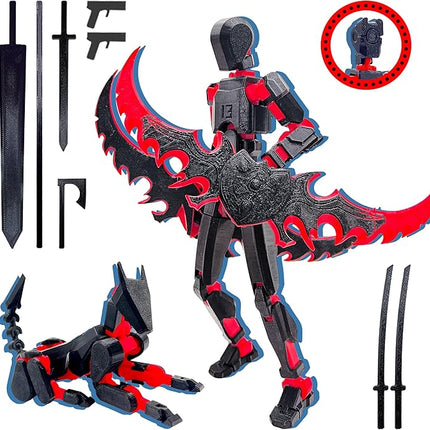 T13 Action Figure Set (Assembly Completed),Dummy 13,Titan 13 Action Figures,3D Printed Toys Multi-Jointed Movable (Black/Red)