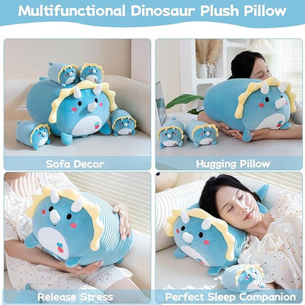 Dinosaur Plush Stuffed Animals Triceratops Dino Plushie with 4 Babies Plushies Gifts for Kids Him Her Girlfriend Boyfriend