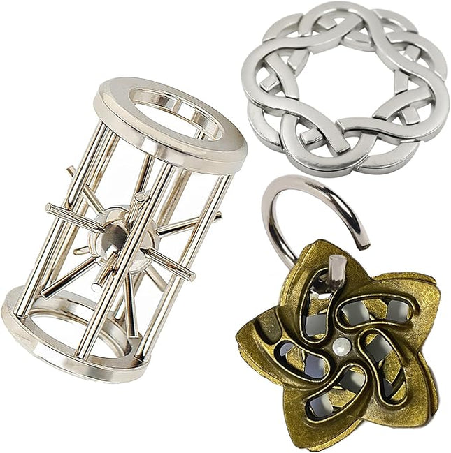 Metal Brain Teasers Puzzles for Kids and Adults 3D Unlock Interlocking Puzzles IQ Logic Test Disentanglement Educational Toy for Kids Adults