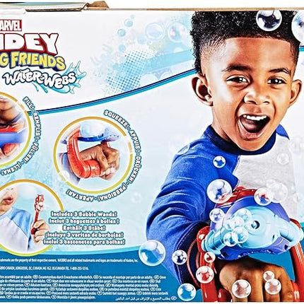 Spidey and his Amazing Friends Marvel Water-Webs Electronic Bubble Slinger, Super Hero Role Play Toys for Kids, Ages 3+