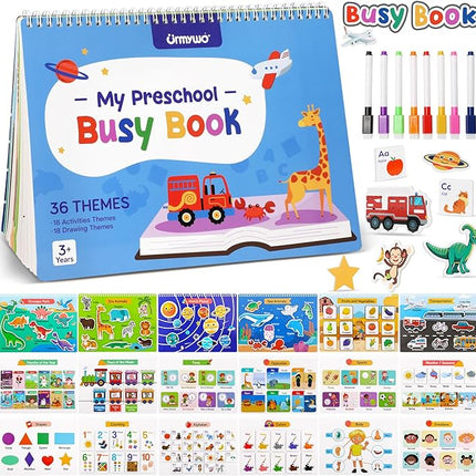 Busy Book for Toddlers 3-5, Preschool Learning Activities, Montessori Learning Educational Toys, Tracing Activity Coloring Books for Kids Ages 4-8, Autism Sensory Travel toys, Christmas Birthday Gifts