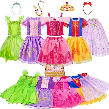 Meland Princess Dress Up - Dress Up Clothes for Girls with Toys,Christmas Birthday Gift for Toddler Girls 3,4,5,6,7,8 Years