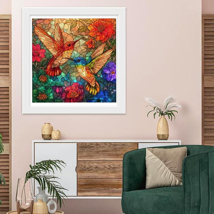 Glass Hummingbird Wooden Puzzles, 200 Pieces Jigsaw Puzzles 11.2 x11.2 inch, Unique Design Wooden Puzzles for Adults and Kids, Family Game Gift