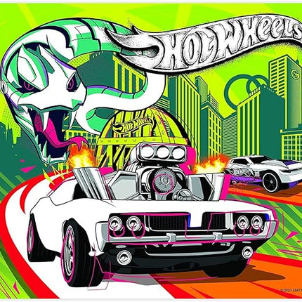 Hot Wheels - Color Surprise Puzzle - 100 Piece Magic Water Reveal Puzzle with Water Pen Included. Great Birthday Gift for Boys and Girls!
