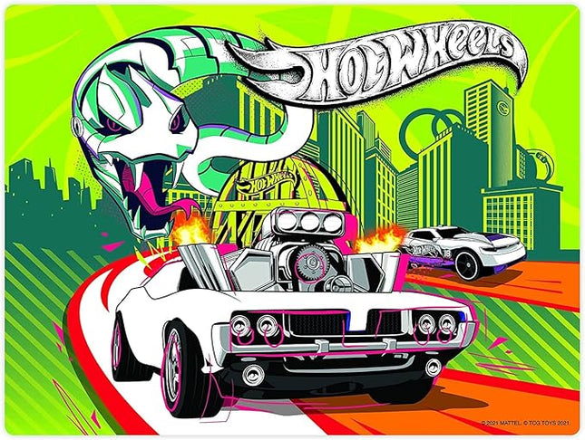 Hot Wheels - Color Surprise Puzzle - 100 Piece Magic Water Reveal Puzzle with Water Pen Included. Great Birthday Gift for Boys and Girls!