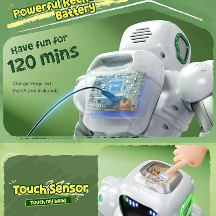 Ruko 1088 Large Robot Toys for Boys, STEM Programmable Remote Control Robot, Electronics Educational Birthday for Kids 4 5 6 7 8 Year Old, Green