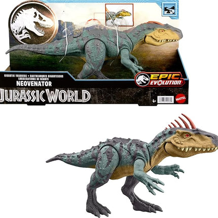 Mattel Jurassic World Gigantic Trackers Action Figure, Neovenator Dinosaur Toy with Attack Chomp, Evolving Head Crest & Digital Play