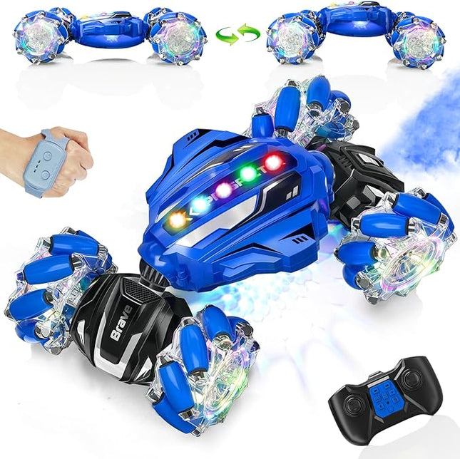 Remote Control Car Toys for Kids, Gesture Sensing Stunt Car, RC Cars for Boys Age 8-12, 2.4Ghz Hand Controlled Twist Cars, Ideal Birthday for Kids Age 6 7 8 9 10+(Navy Blue)