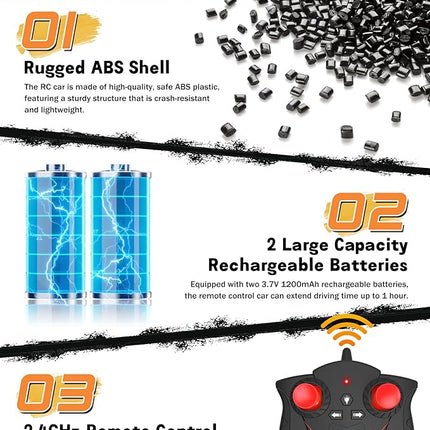 RC Stunt Car, Remote Control Car with 360° Rotation, Sideway Drift, Spray, All Terrain 4WD RC Stunt Hobby Cars for 6-12 Years Old Boys (Red)