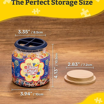 Chupa Chups X PieceRelax 3D Puzzle Jar 96 Plastic Pieces for Adults - Timeless Memories - Pop Energy M Use Includes Divider as Pen and Utensils Holder with Wooden Lid for Kitchen Dining Study [BB1043]