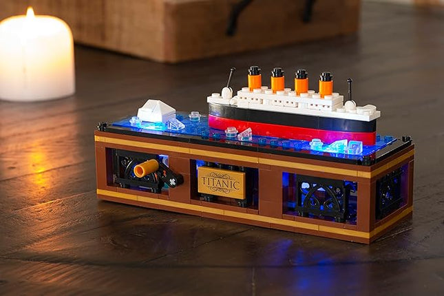 Brick Loot Titanic Iceberg Model Kit – 319-Piece Ship Building Set with LED Lights, DIY Architecture Kit for Adults & Teens, Compatible Bricks, Educational STEM Toy, Collectible Display Gift