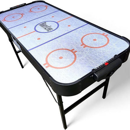 PartyLife 54" Air Hockey Table w/Folding Steel Legs & Optional LED Lights - Powerful Motor, Smooth Surface, Very Sturdy - Perfect for Kids and Adults, Game Rooms & Home Arcade!