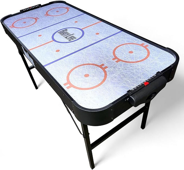 PartyLife 54" Air Hockey Table w/Folding Steel Legs & Optional LED Lights - Powerful Motor, Smooth Surface, Very Sturdy - Perfect for Kids and Adults, Game Rooms & Home Arcade!