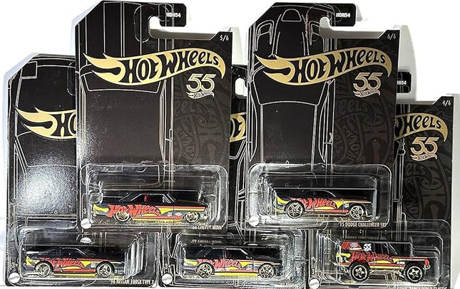 Hot Wheels - '23 Pearl & Chrome 55th Anniversary Set - 5 Cars - Does NOT Include Chase (3/6) - Challenger - Nova - Nissan 180SX - BMW M3 - Range Rover - Mint/NrMint Bubble Wrapped in a Box