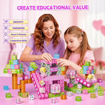 Magnetic Blocks,150PCS Magnetic Building Cube Game,Magnet Blocks Tiles Constructions Toys,STEM Educational Building Blocks for Kids,Christmas Birthday Gifts for Boys and Girls Age 3+ Years Old