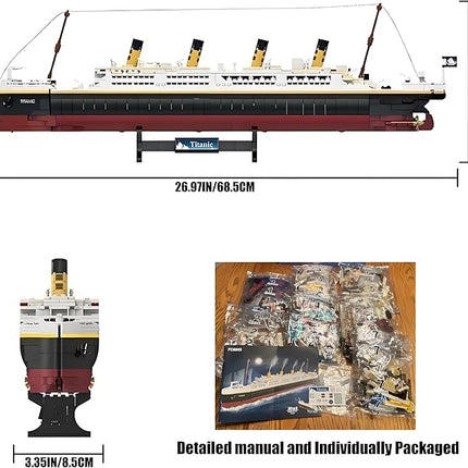 Titanic Model Kit -2022 Pieces Large Titanic Ship Building Blocks Set, STEM Educational 3D Puzzle Toys Gifts for Kids and Adults, Ideal Collectible Display Architecture for Home& Office Decor