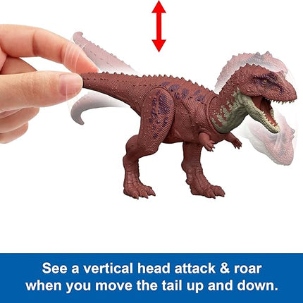 Mattel Jurassic World Rebirth Wild Roar Dinosaur Toy, Aucasaurus with Tail Controlled Chomp, Posable Multi Direction Attack & Sound, Digital Play