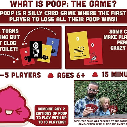 Breaking Games Poop The Game - Hilarious and Family-Friendly Card Game for Kids Ages 6 and Up - Perfect for Game Night and Parties - 2-5 Players