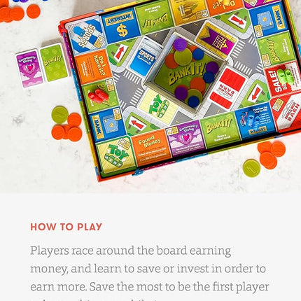 SimplyFun BankIt! - Money Game for Kids - Learn to Save, Spend, Donate, Earn Bank Interest and More - Game for Kids Ages 8 and Up, 1 to 4 Players