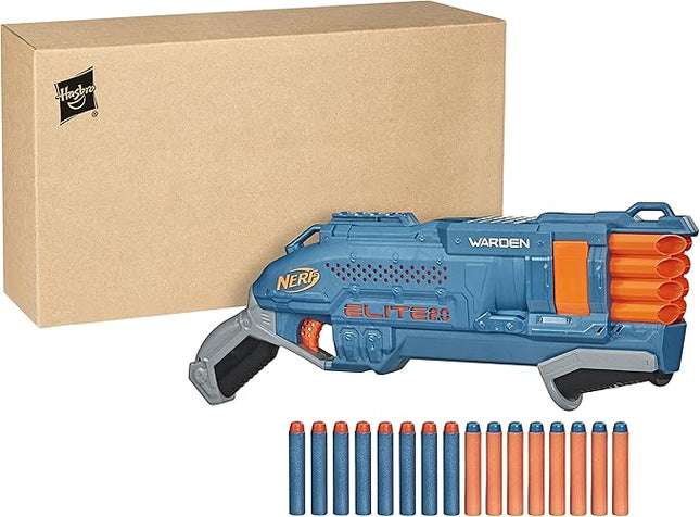Nerf Elite 2.0 Warden DB-8 Blaster, 16 Official Nerf Darts, Blast 2 Darts at Once, Tactical Rail, Slam Fire