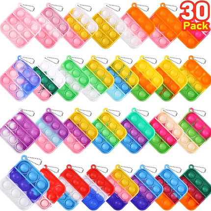 Kids Party Favors Fidget Toys Bulk 30 Pack Mini Pop Fidget Keychain Its Birthday Party Favors for Kids 4-8,8-12 Small Valentines Classroom Prizes It Student Gifts for Students Goodie Bag Stuffers