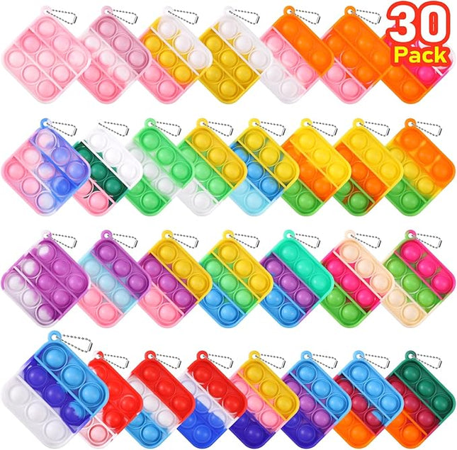 Kids Party Favors Fidget Toys Bulk 30 Pack Mini Pop Fidget Keychain Its Birthday Party Favors for Kids 4-8,8-12 Small Valentines Classroom Prizes It Student Gifts for Students Goodie Bag Stuffers