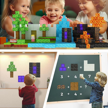 Magnetic Blocks, 100 PCS Building Blocks Set, Magnetic Tiles Building Toys for 3+ Year Old Boys & Girls, STEM Magnetic Building Blocks for Toddlers Kids