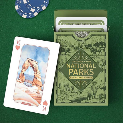 Underdog Games National Parks Themed Playing Cards | 52 Pieces of Stunning Custom Art | Unique Park for Every Card in The Deck