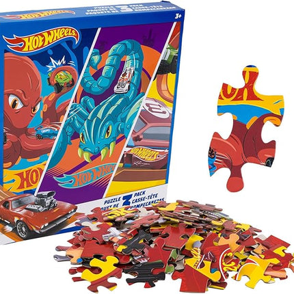 Hot Wheels 3 Pack Kids Puzzles (1X24PC, 1X 48PC, 1X100PC)