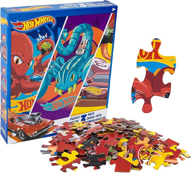 Hot Wheels 3 Pack Kids Puzzles (1X24PC, 1X 48PC, 1X100PC)