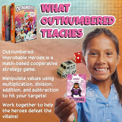 Outnumbered: Improbable Heroes Board Game - A Mensa Award Winning Superhero Math Game | Fun & Educational Game for Kids, Adults, and Families | STEM Toy to Learn Multiplication & Division
