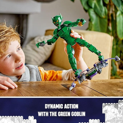 LEGO Marvel Green Goblin Construction Figure - Building Toy for Boys & Girls, Ages 8+ - Marvel Villain Action Figure W/Glider and Pumpkin Bombs - Gift for Fans - 76284