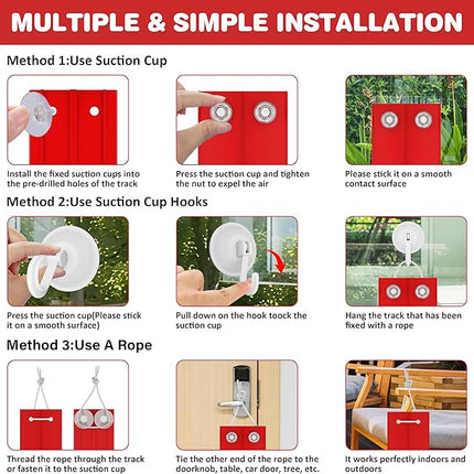 16 Ft Flexible Race Car Ramp Track for Kids Toy with Suction Cups, Compatible with Diecast 1/64th Cars, Rolls Up Portable Racetrack Party Favor Gifts for Boys Ages 3-10 Year Old (Racing Red)