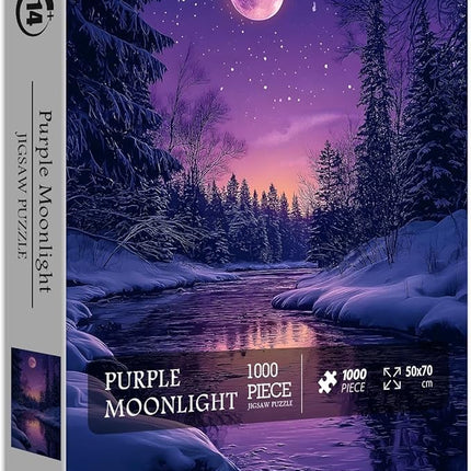 Fantasy Landscape Puzzle for Adults 1000 Pieces, Purple Moonlight Scenery Puzzles, Impossible Nature Scenic Jigsaw Puzzles for Adults Challenge