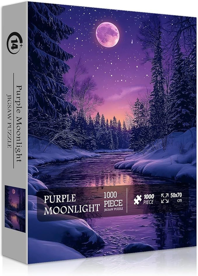 Fantasy Landscape Puzzle for Adults 1000 Pieces, Purple Moonlight Scenery Puzzles, Impossible Nature Scenic Jigsaw Puzzles for Adults Challenge